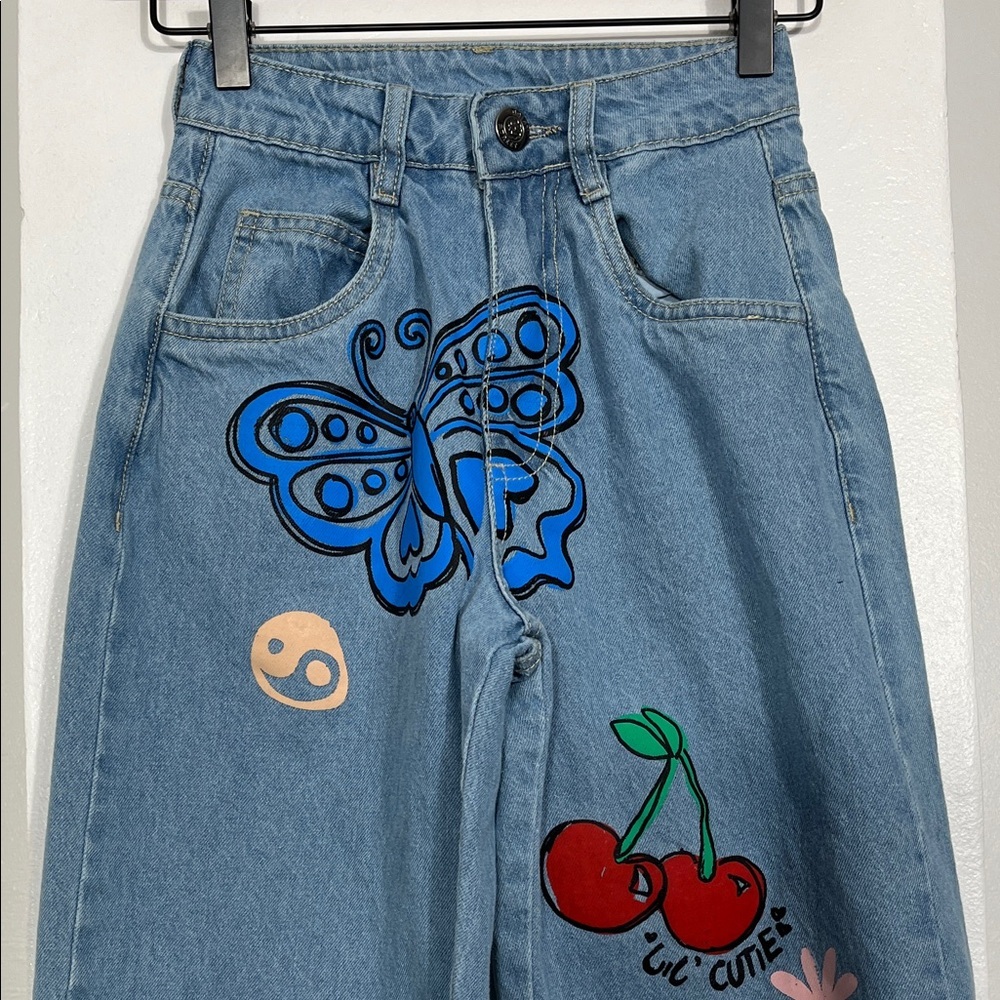 Daisy Street Graphic Straight Leg Jeans - Picture 3 of 11